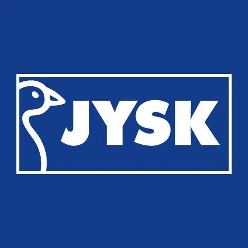 The image displays the logo of JYSK, which is a global retail chain that sells household goods such as mattresses, furniture, and interior decor. The logo features the name "JYSK